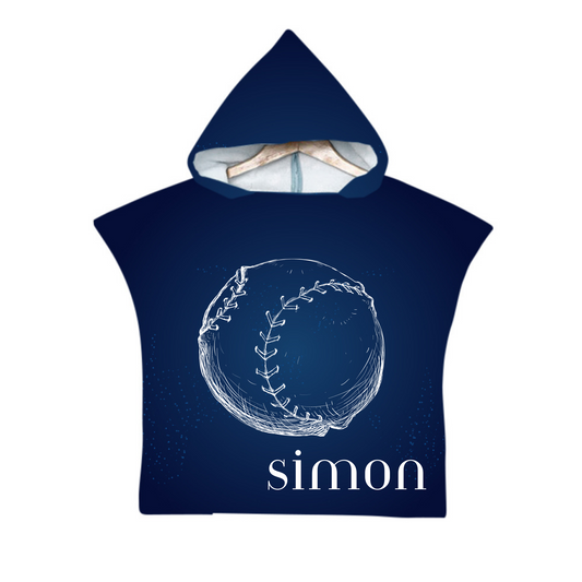 Kinder Poncho Handtuch - Personalisierbar - Marineblau