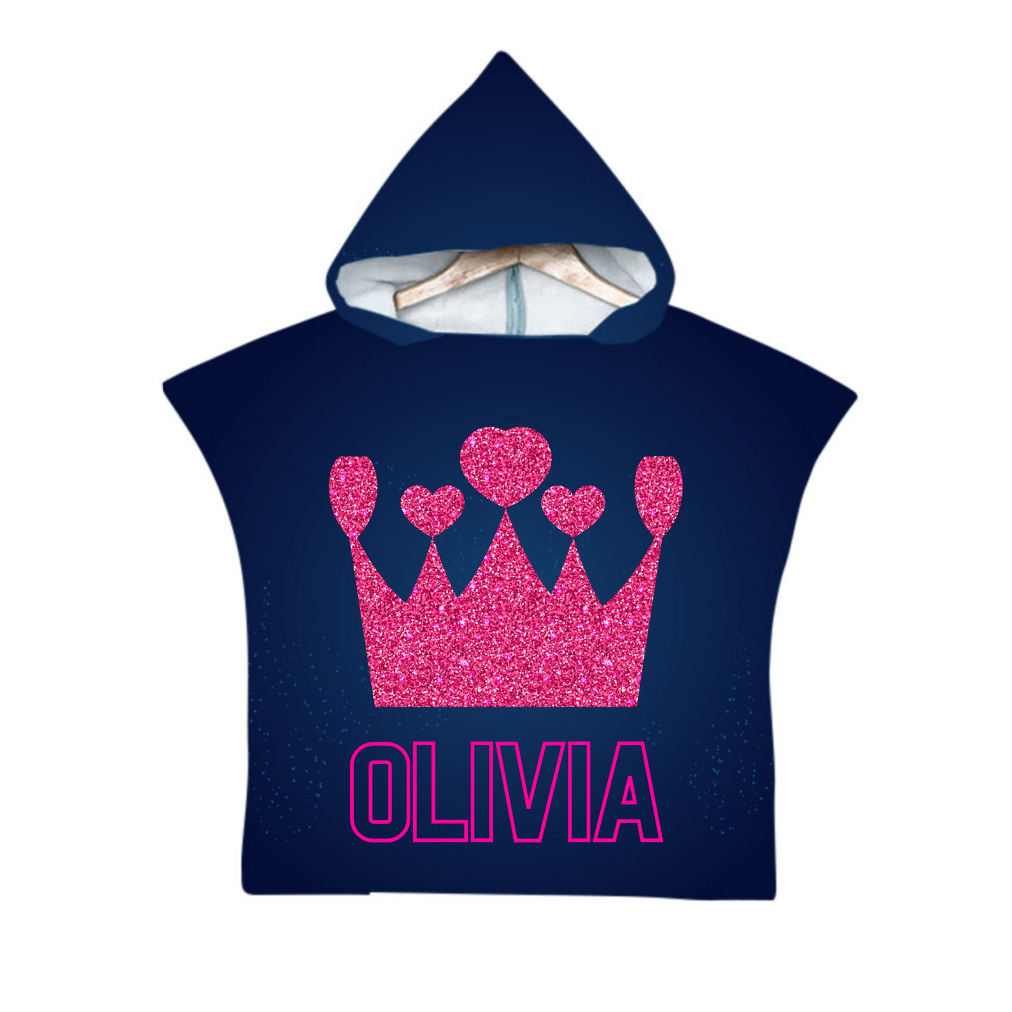 Kinder Poncho Handtuch - Personalisierbar - Marineblau