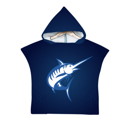 Kinder Poncho Handtuch - Personalisierbar - Marineblau