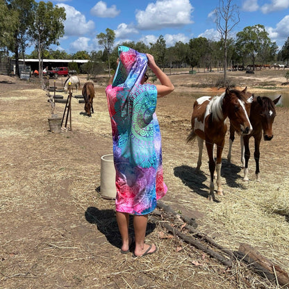 Adult Poncho Towel - Oriental Mandala - Dropbear Outdoors