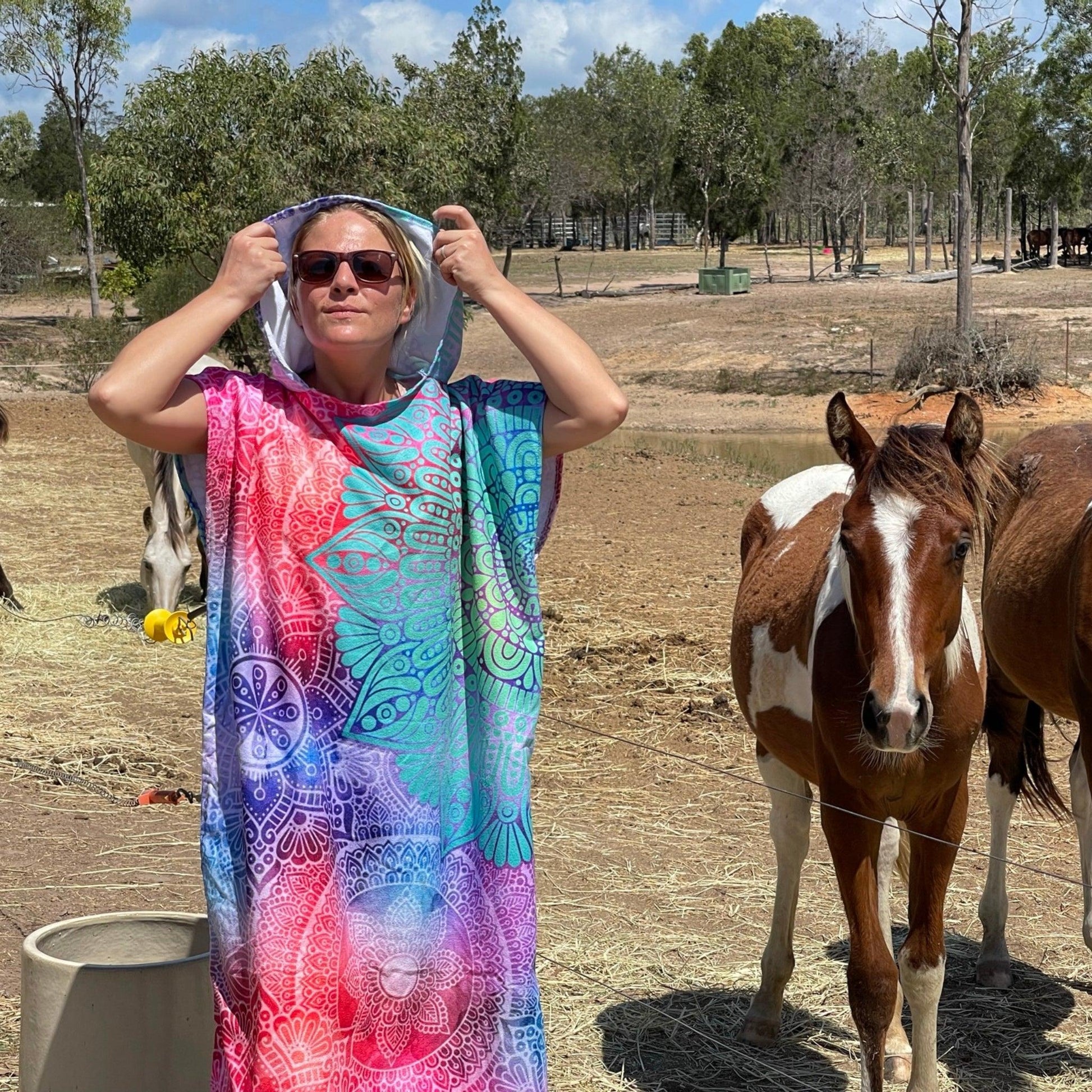 Adult Poncho Towel - Oriental Mandala - Dropbear Outdoors