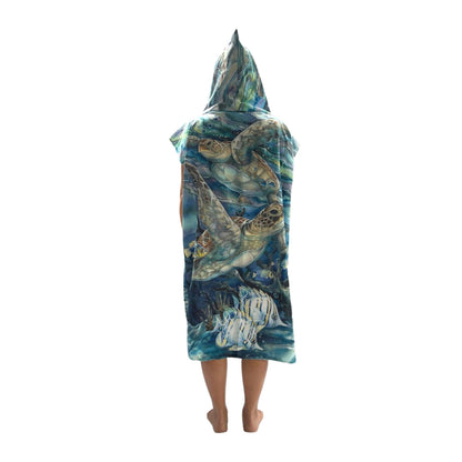 Adult Poncho Towel - Turtle Aquarell - Dropbear Outdoors