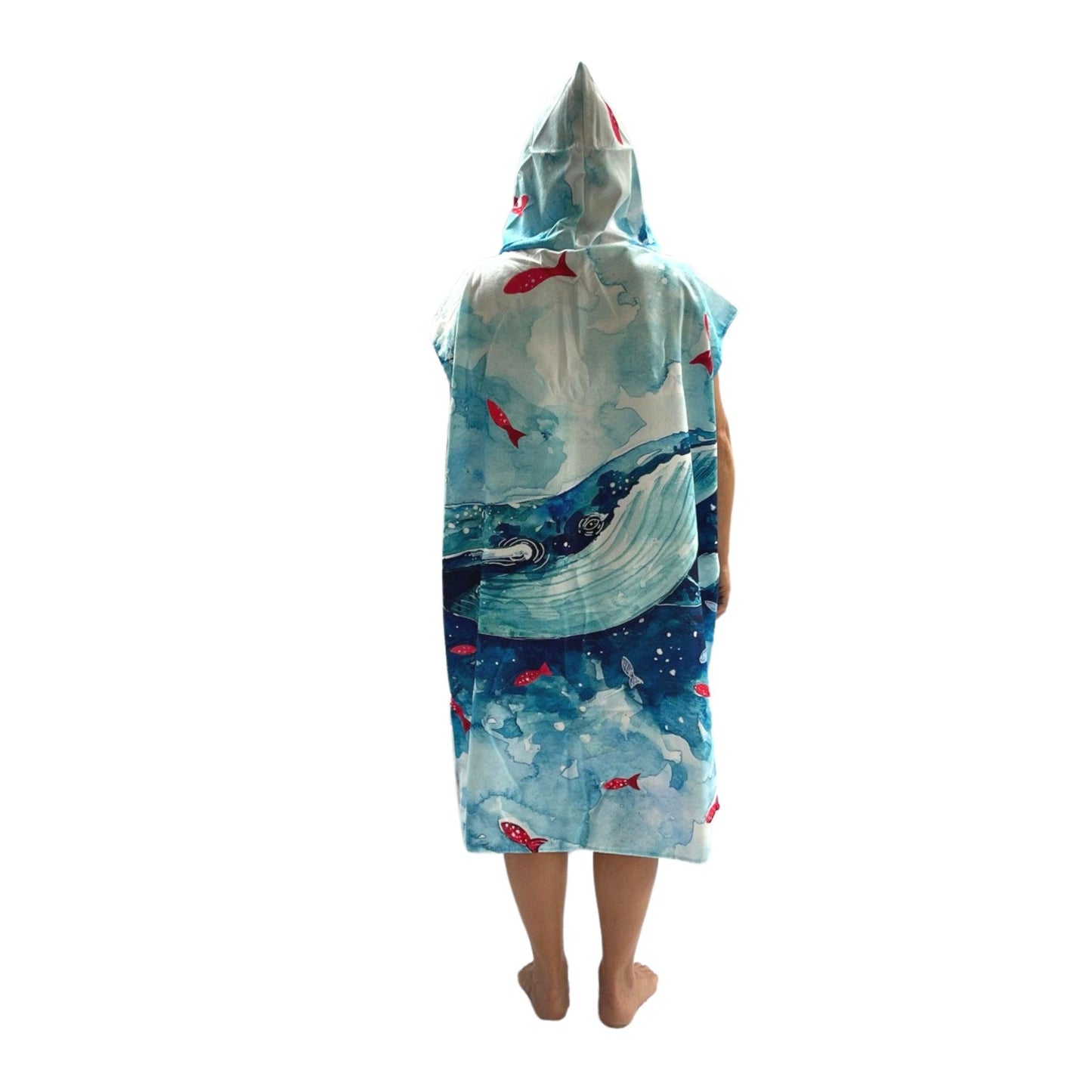 Adult Poncho Towel - Whale Aquarell - Dropbear Outdoors