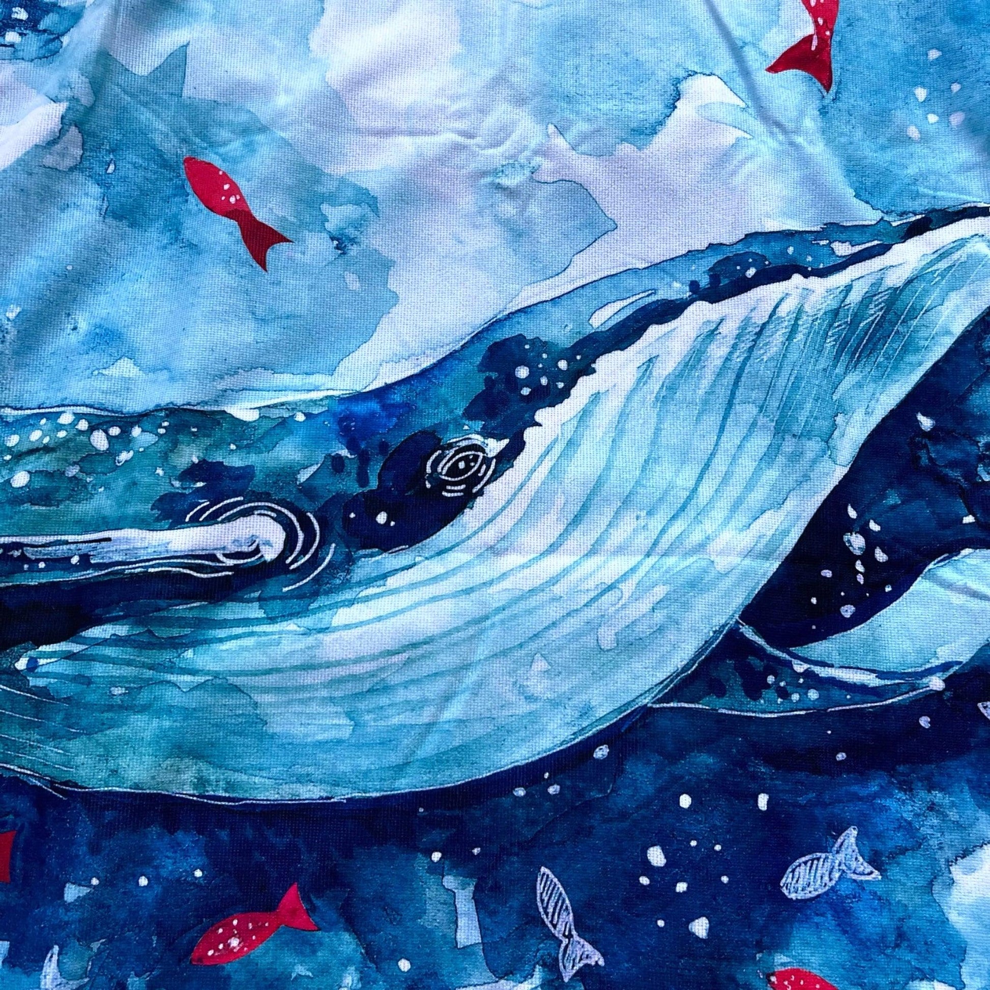 Adult Poncho Towel - Whale Aquarell - Dropbear Outdoors