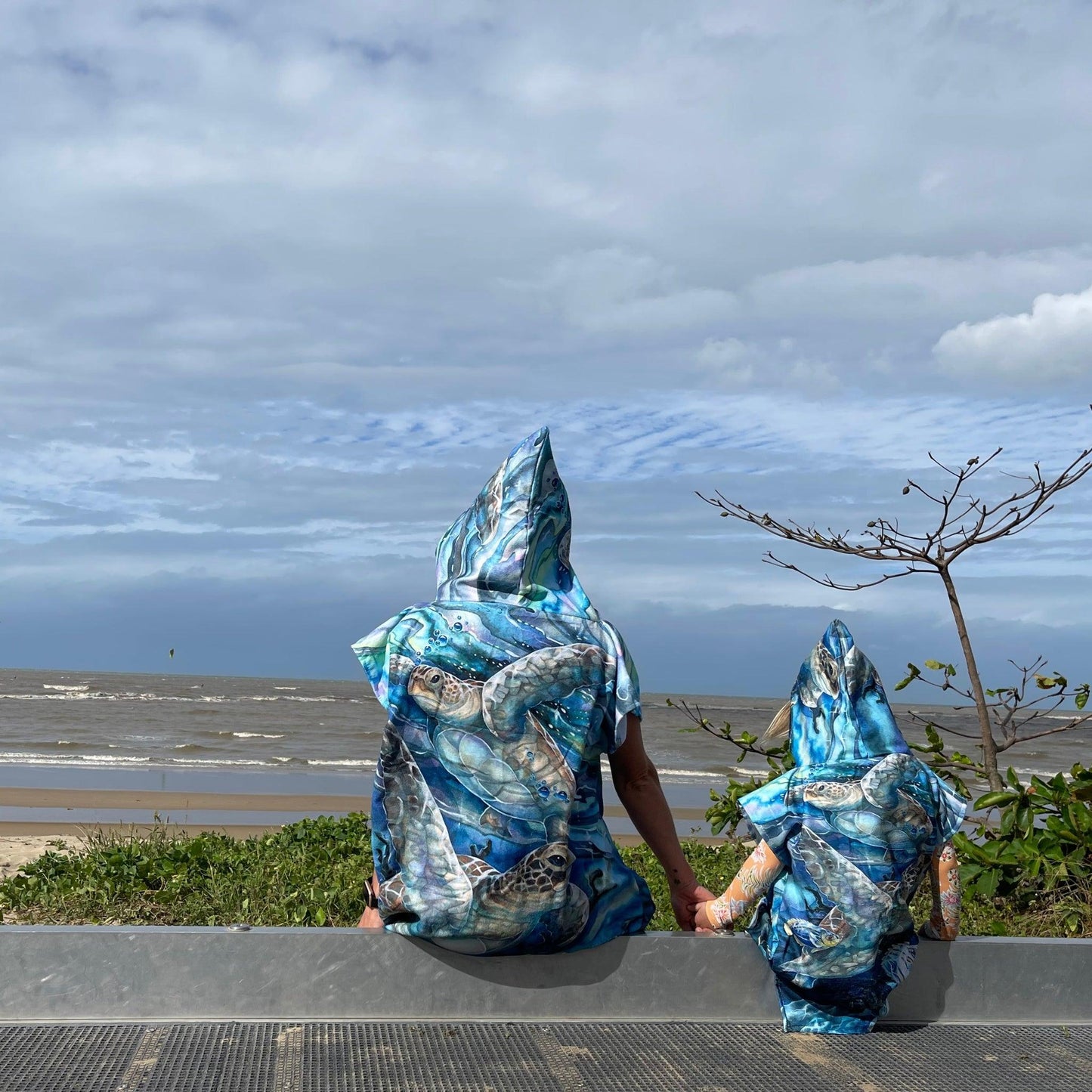 Adult Poncho Towel - Turtle Aquarell - Dropbear Outdoors