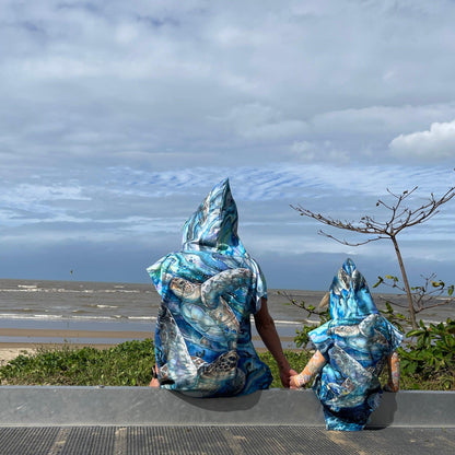 Adult Poncho Towel - Turtle Aquarell - Dropbear Outdoors