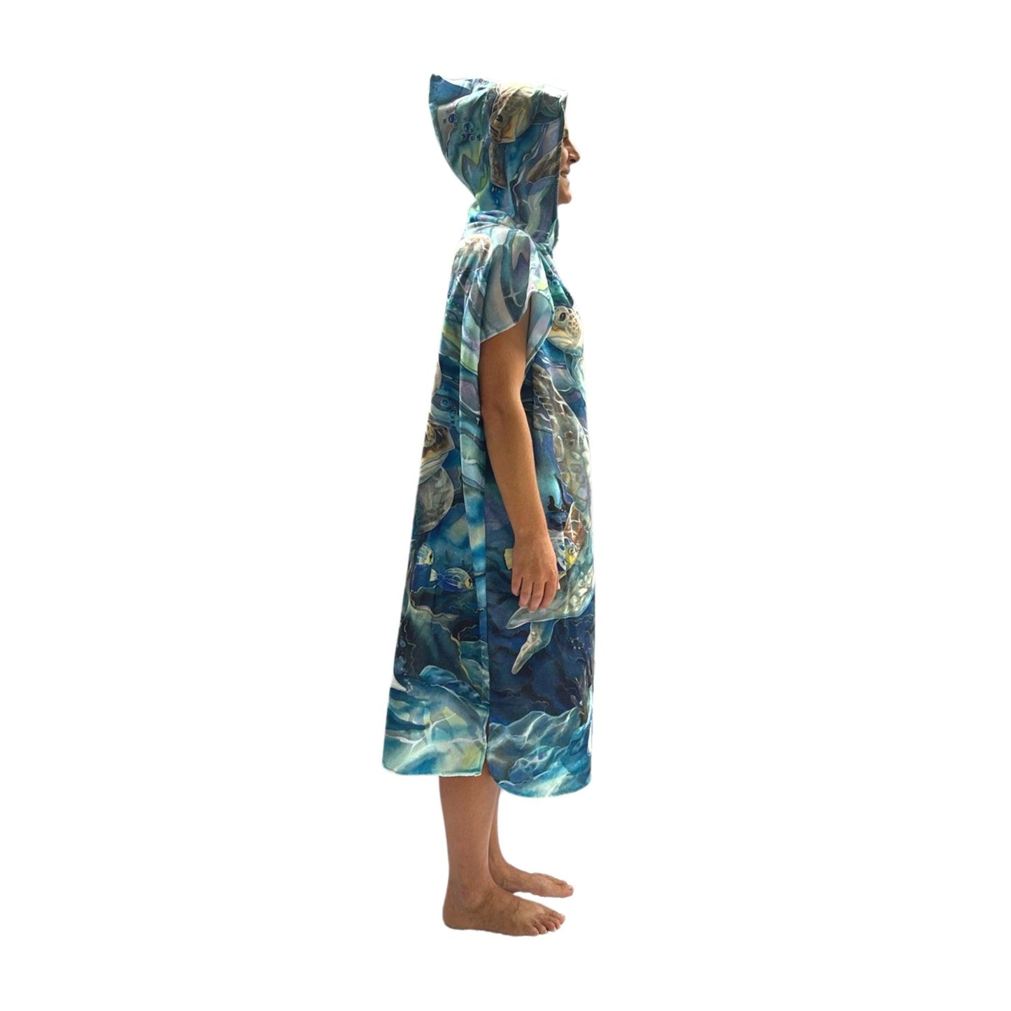 Adult Poncho Towel - Turtle Aquarell - Dropbear Outdoors