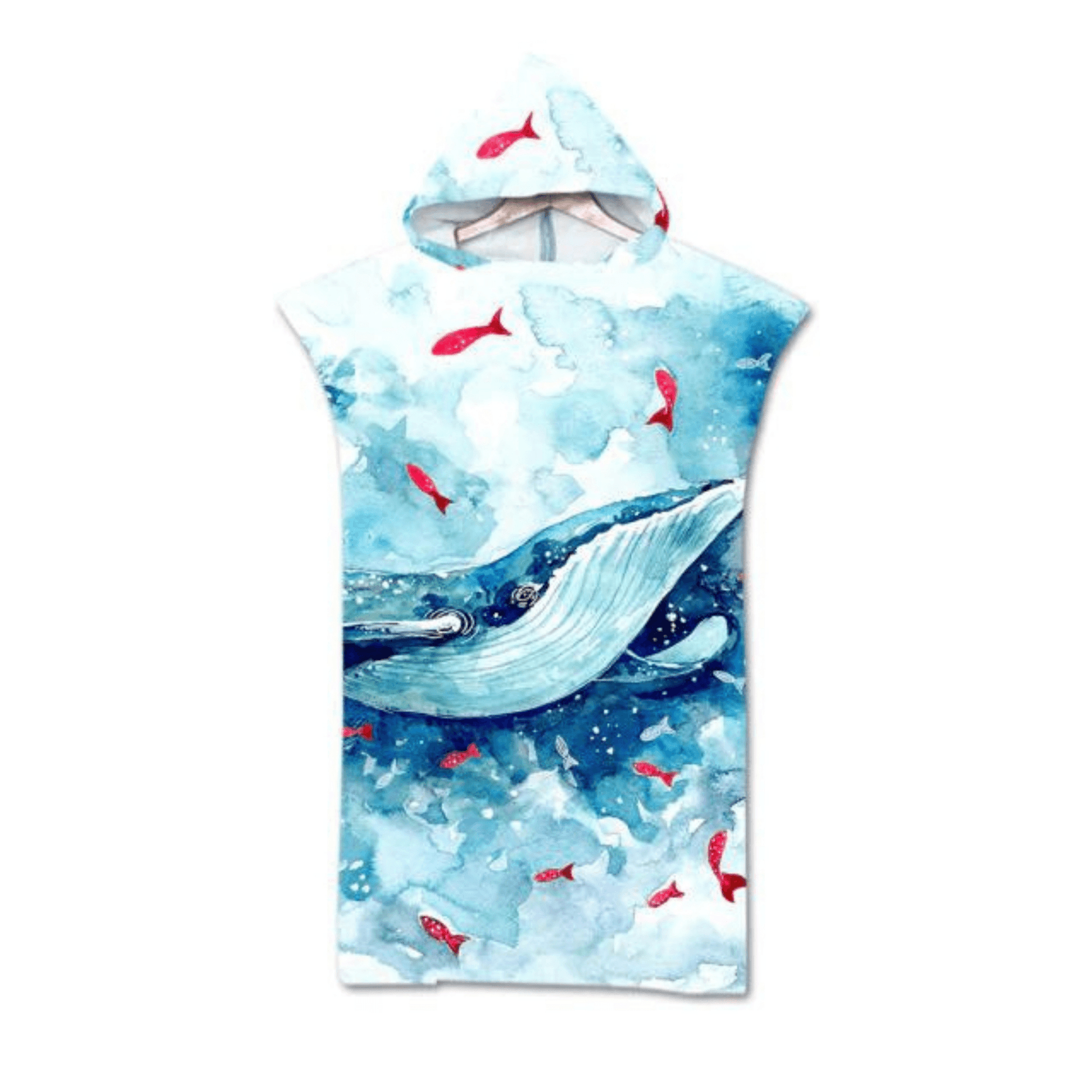 Adult Poncho Towel - Whale Aquarell - Dropbear Outdoors
