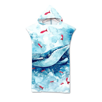 Adult Poncho Towel - Whale Aquarell - Dropbear Outdoors