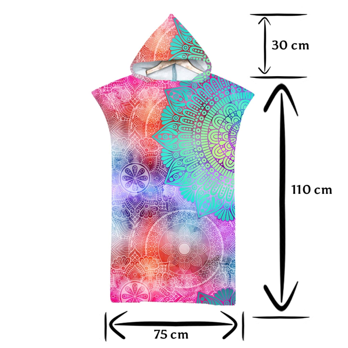Adult Poncho Towel - Oriental Mandala - Dropbear Outdoors