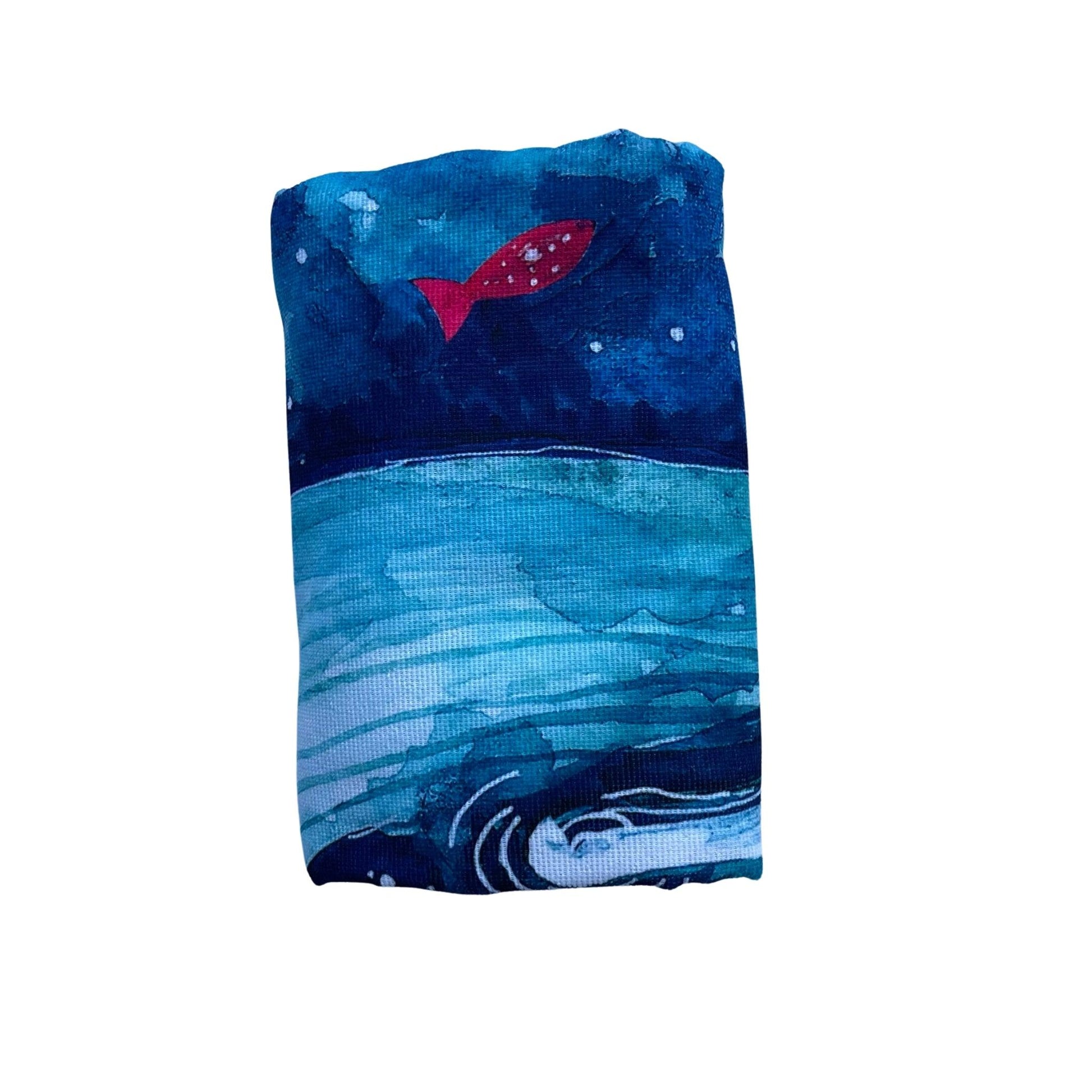 Adult Poncho Towel - Whale Aquarell - Dropbear Outdoors