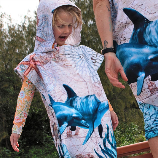 Kids Poncho Towel - Dolphin - Dropbear Outdoors
