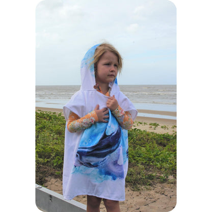 Kids Poncho Towel - Dolphin Aquarell - Dropbear Outdoors