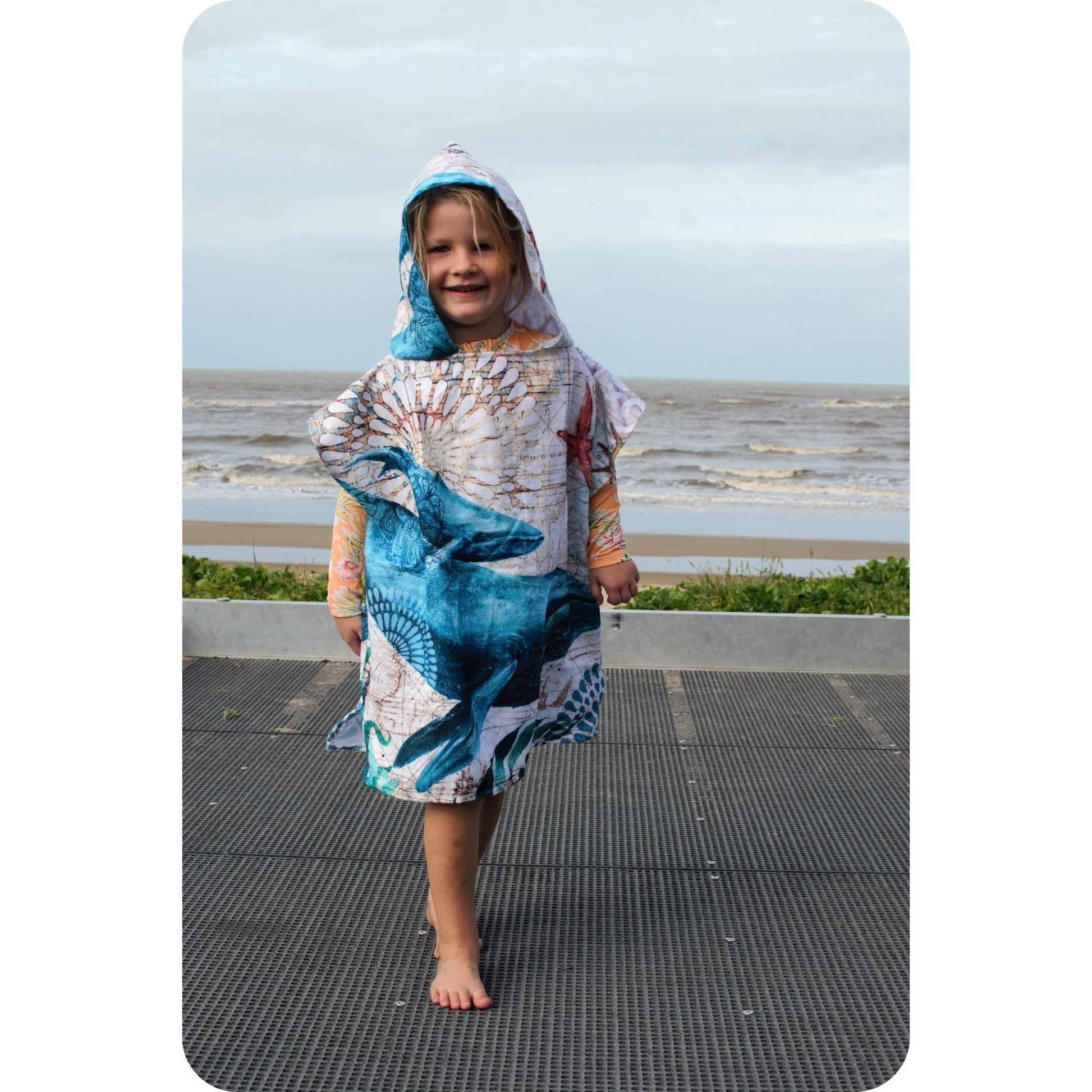 Kids Poncho Towel - Whale - Dropbear Outdoors