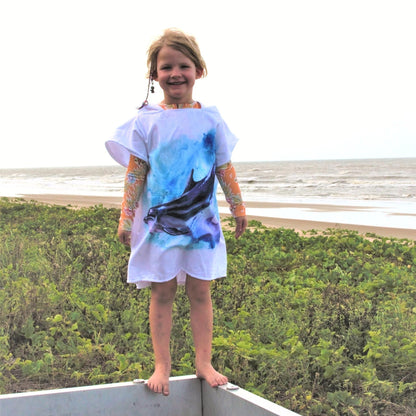 Kids Poncho Towel - Dolphin Aquarell - Dropbear Outdoors
