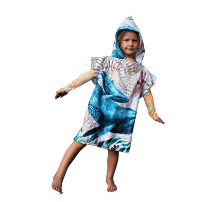 Kids Poncho Towel - Whale - Dropbear Outdoors