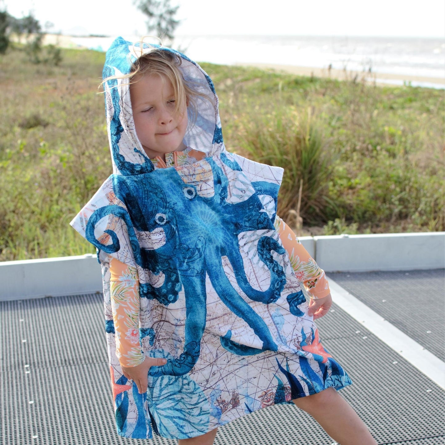 Kids Poncho Towel - Octopus - Dropbear Outdoors