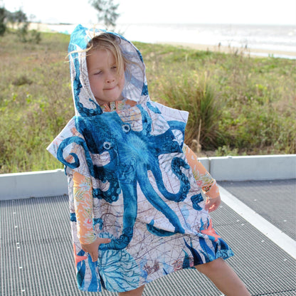 Kids Poncho Towel - Octopus - Dropbear Outdoors