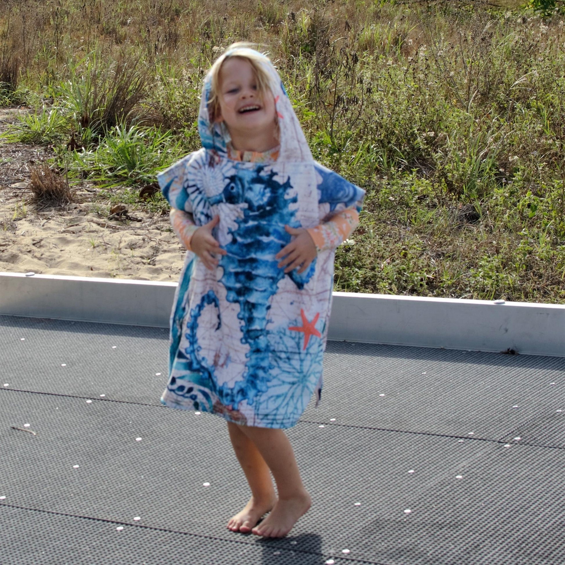 Kids Poncho Towel - Seahorse - Dropbear Outdoors