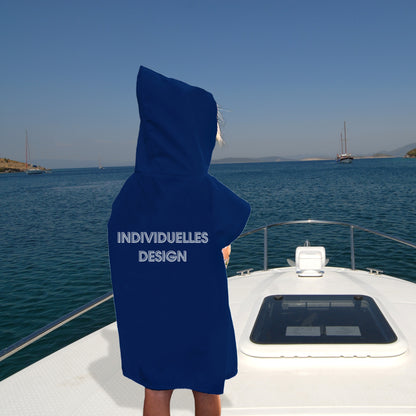 Kinder Poncho Handtuch - Personalisierbar - Marineblau