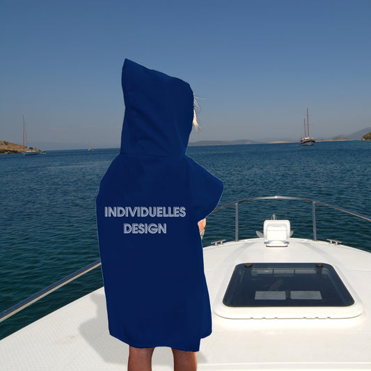 Kinder Poncho Handtuch - Personalisierbar - Marineblau
