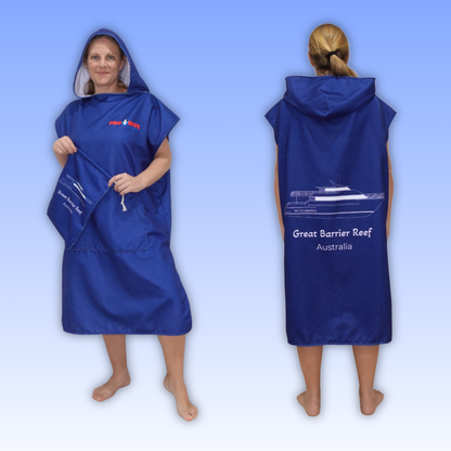 Poncho Handtuch für Erwachsene – Personalisierbar – Marineblau