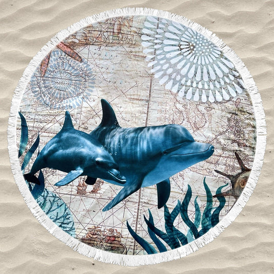 Round Beach Towel - Dolphin - Dropbear Outdoors