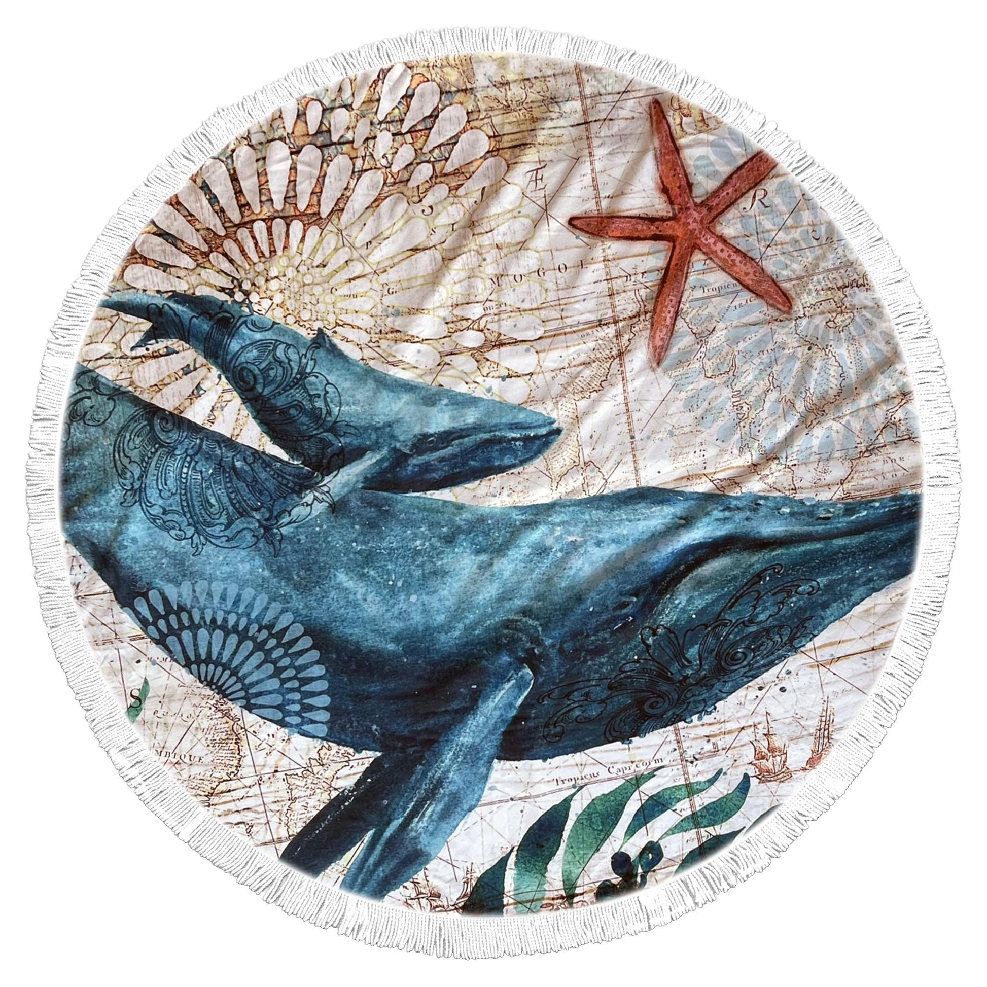 Round Beach Towel - Whale - Dropbear Outdoors